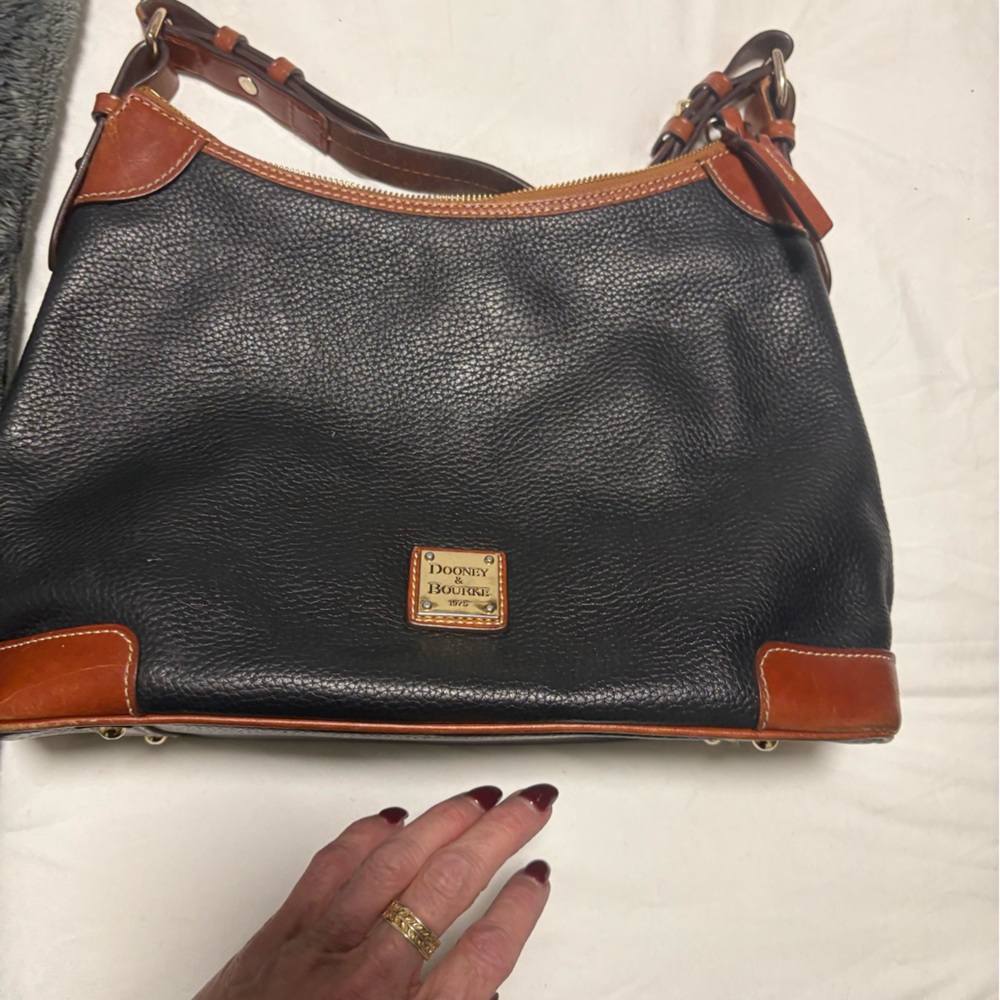 Dooney & Bourke Black and Tan Hobo Bag